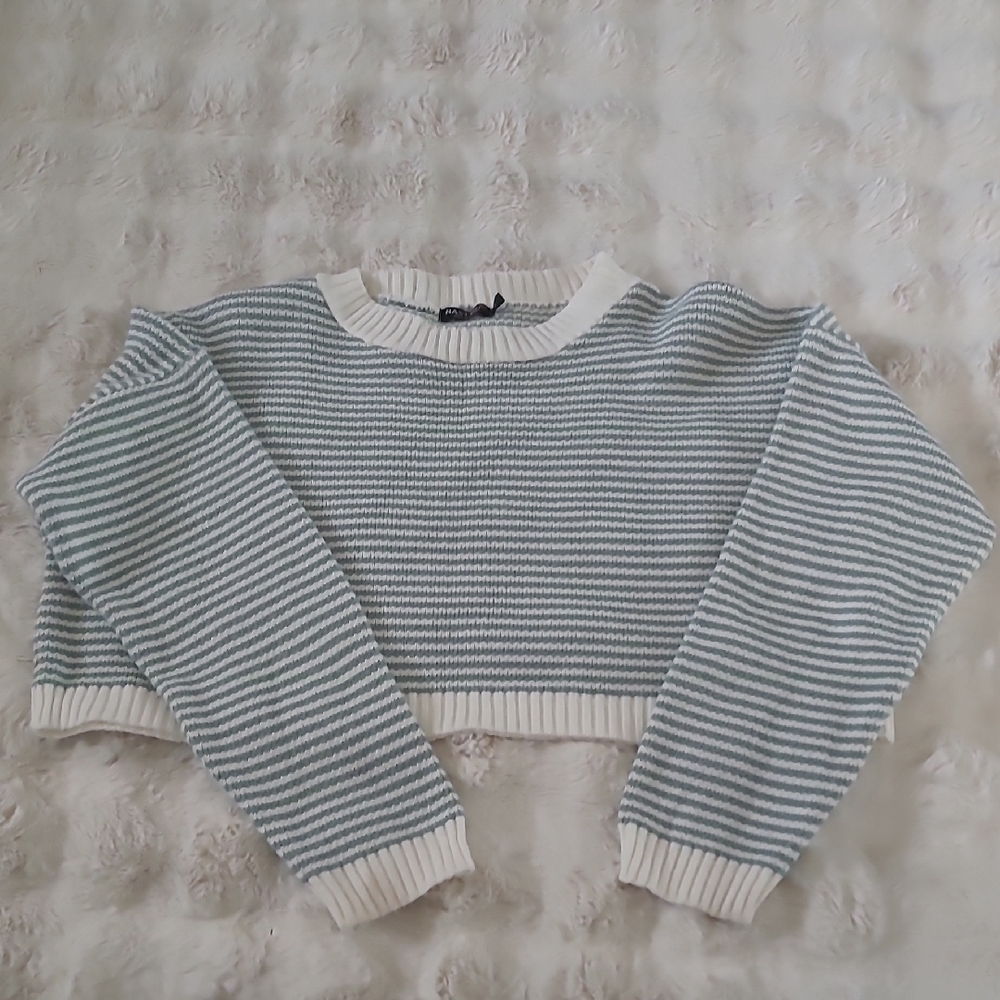 NastyGal Collection Striped Knit  Cropped Sweater  L